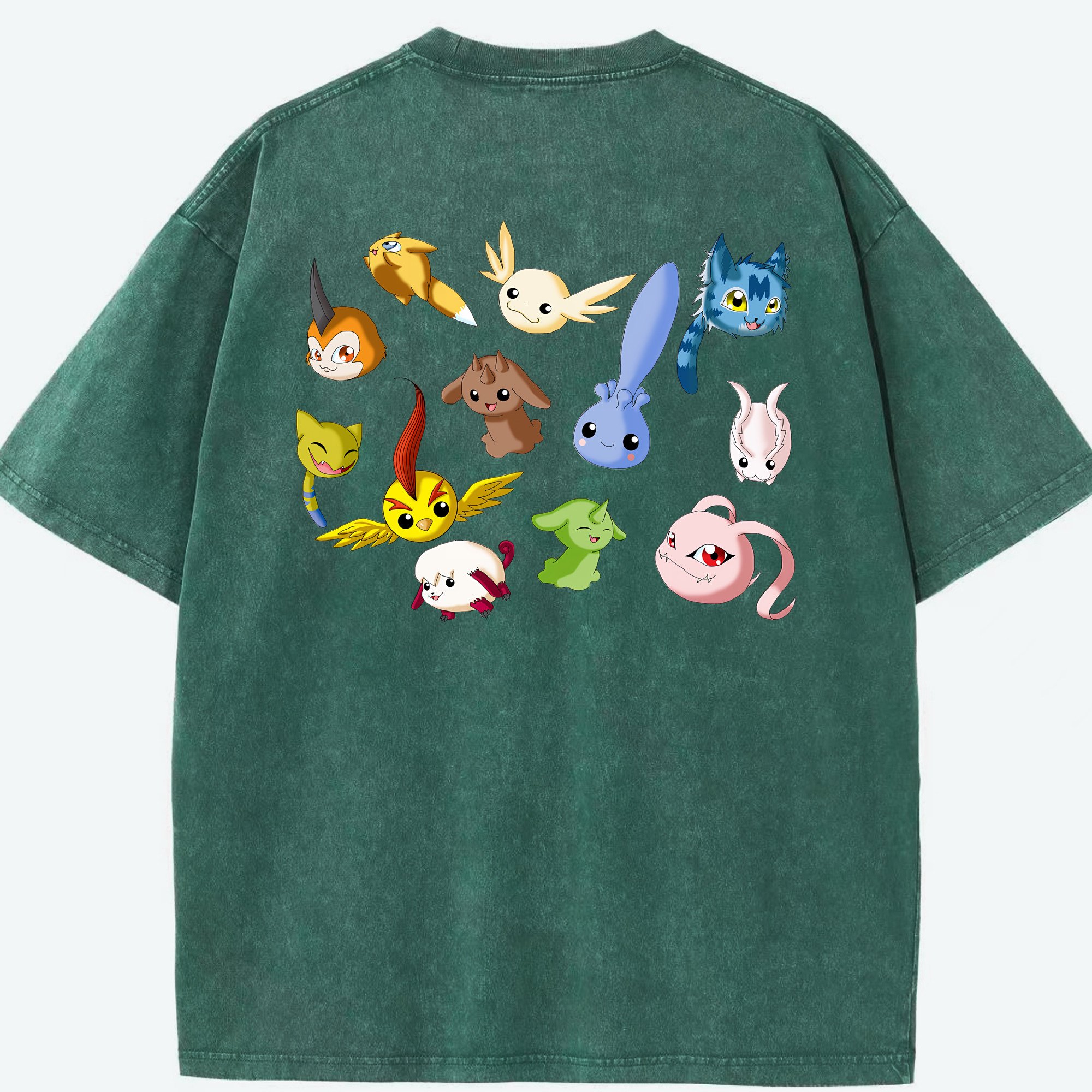 （画像用） Digimon デジタルモンスター/デジモン 綿100% ヴィンテージ風 半袖Tシャツ（背面プリント）